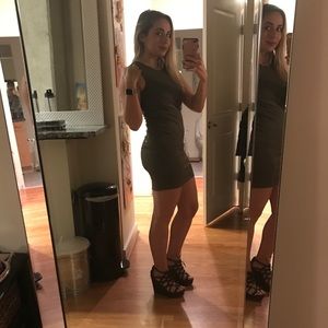 Military Green H&M Bodycon Dress with Lace Detail